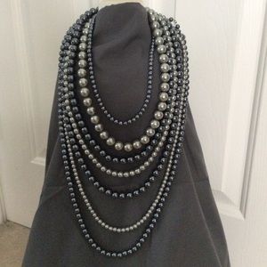 7 strand gray necklace